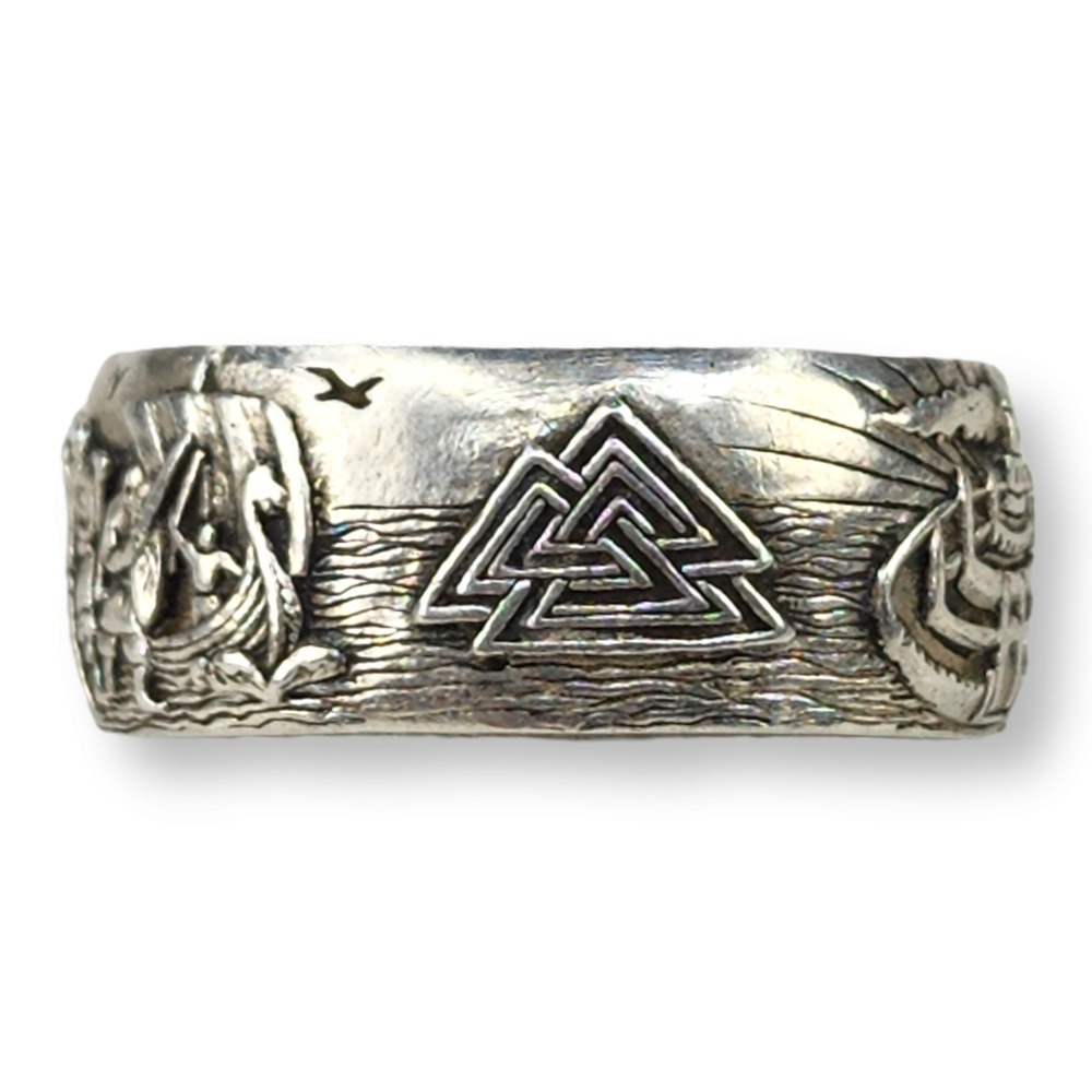 Zorina Jewelry Norse Mythology Viking Band Ring Odin Mjolnir Yggdrasil Size 11